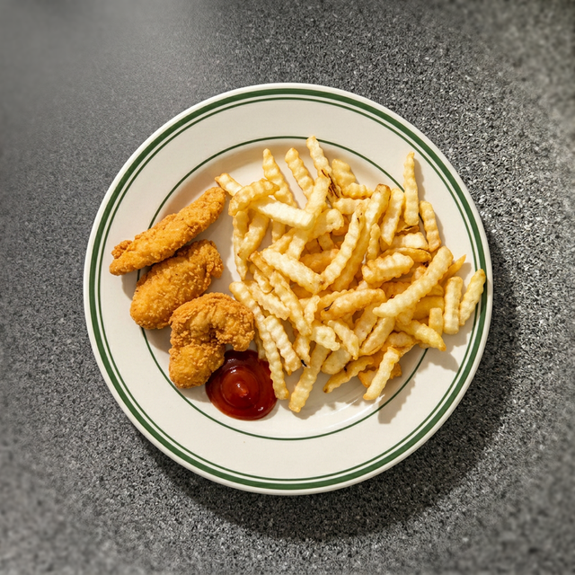 Kids Chicken Tenders and Fries.